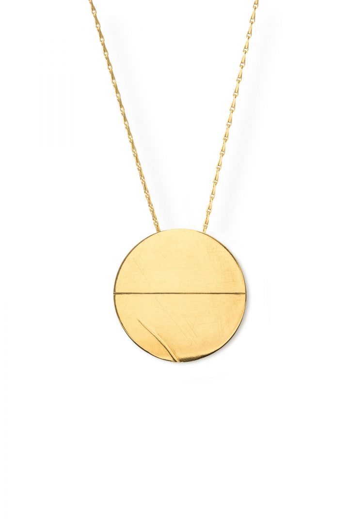 Circle Necklace 24ct Gold Plated Silver (Single Stroke)