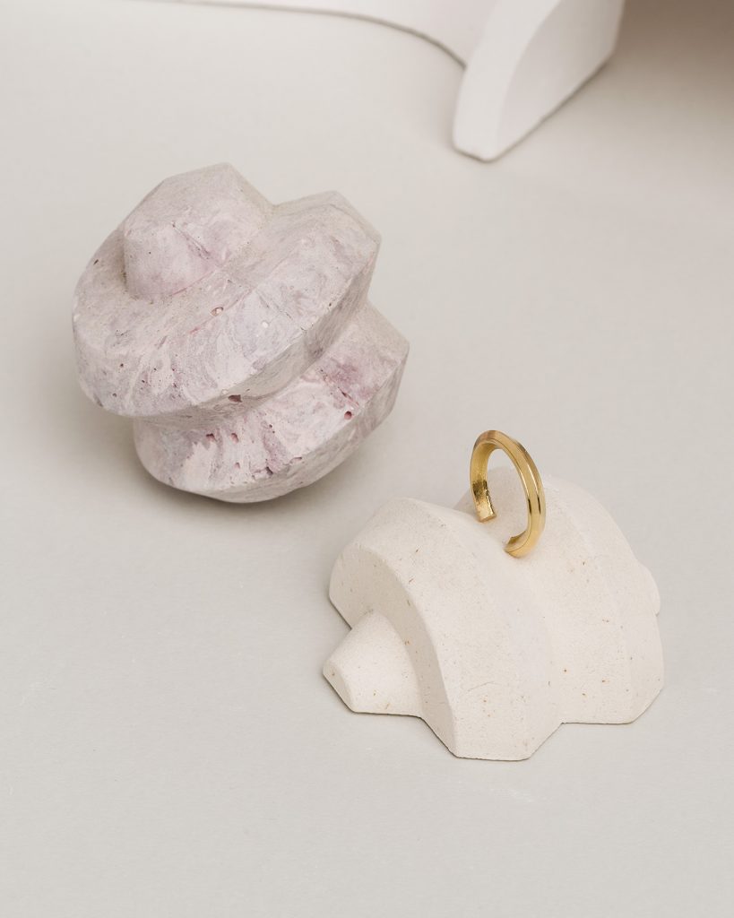 Gold ring on plaster objects